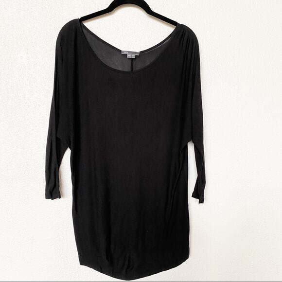 Vince Wide Scoop Neck Cropped Sleeve Black Top Size XS - Picture 1 of 8